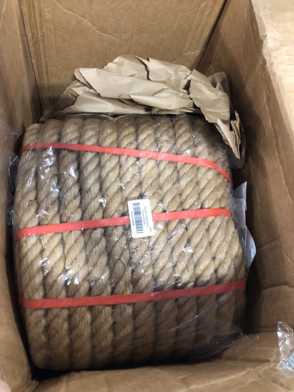 Photo 3 of Natural Thick Hemp Rope (1-1/2 in * 100 ft) Twisted Manila Rope Natural Hemp Rope Twisted Manila Rope for Tug of War,Swing Bed,Landscaping 1-1/2 in X 100 Ft