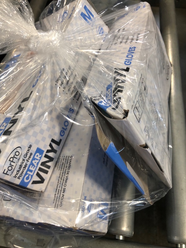 Photo 1 of ForPro Disposable Vinyl Gloves, Clear, Industrial Grade, Powder-Free, Latex-Free, Non-Sterile, Food Safe, 2.75 Mil. Palm, 3.9 Mil. Fingers, Medium, 100-Count Medium (Pack of 100) 3 BOXES!