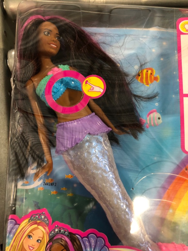 Photo 2 of Barbie Dreamtopia Doll, Mermaid Toy with Water-Activated Light-Up Tail, Purple-Streaked Hair & 4 Colorful Light Shows Modern Multicolor
