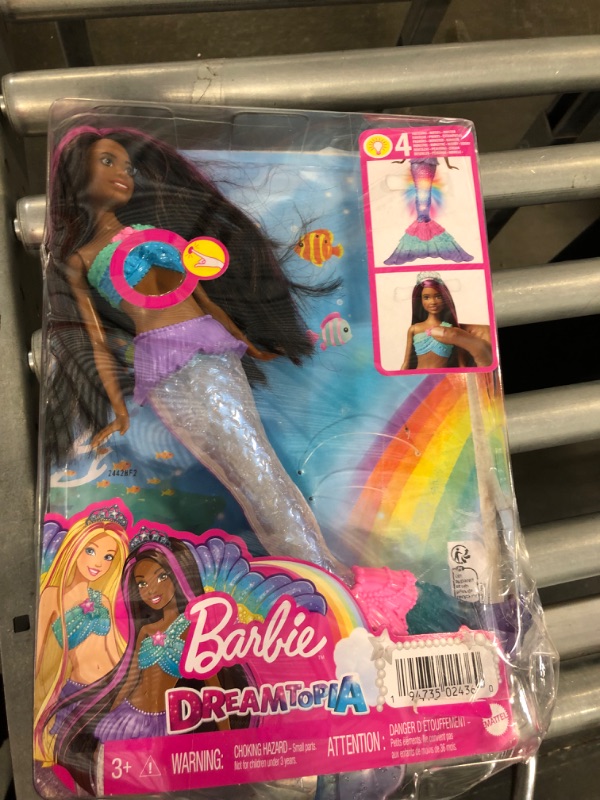 Photo 3 of Barbie Dreamtopia Doll, Mermaid Toy with Water-Activated Light-Up Tail, Purple-Streaked Hair & 4 Colorful Light Shows Modern Multicolor