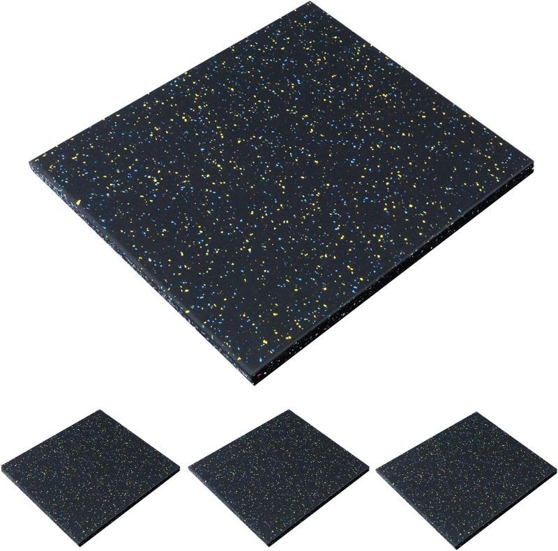 Photo 1 of 4 Pack Interlocking Tile 20" x 20”x 1”Heavy Duty Rubber Flooring Mat Anti-Vibration Anti-Slip Exercise Mats for Gym Equipment and Cushion for...
