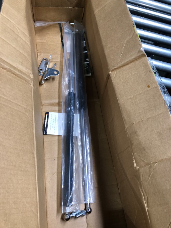 Photo 3 of 23 inch 200 LB Gas Prop Struts Shocks with L Mounting Brackets, 23" 889 N Lift-Support Gas Springs for Heavy Duty Murphy Bed Large Outdoor Box Lid Trap Door Floor Hatch (Super Strong), 2Pcs Set ARANA 200LB