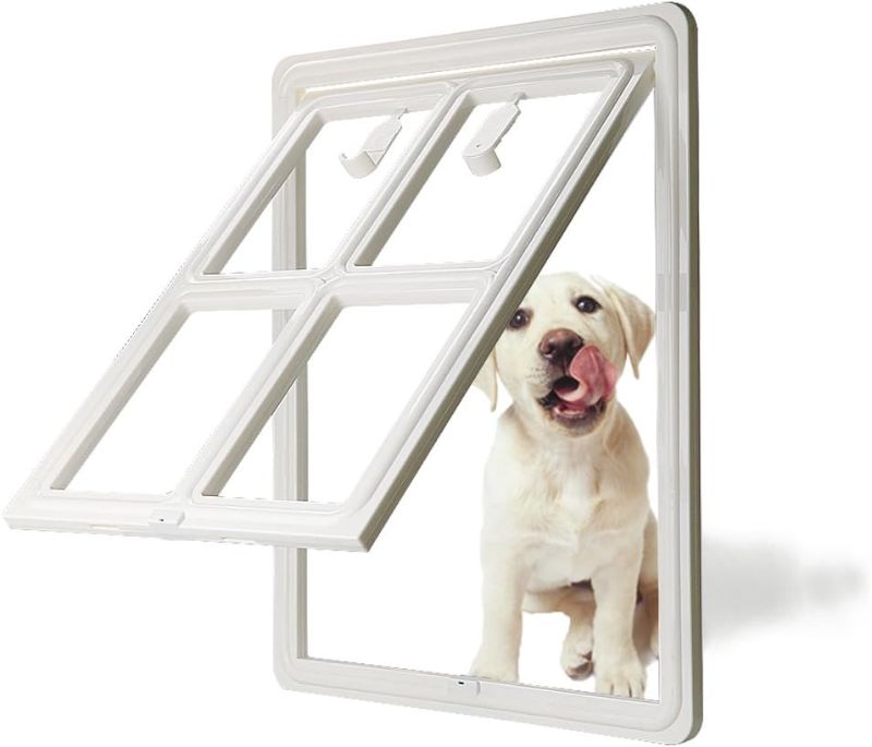 Photo 1 of CEESC Dog Door for Sliding Screen Door, 3rd Upgraded Version Automatic Lock Pet Door for Dogs Puppies Cats, 3 Colors 5 Options ?Large White--Inner Size: 15.75"(H) x 11.81"(W) x 0.79"(D)?
