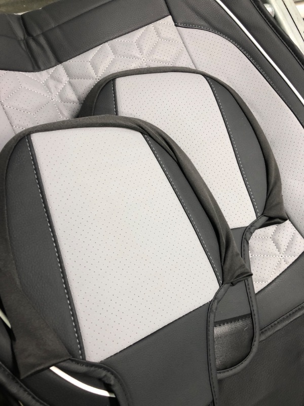 Photo 3 of TAPHA Executive Leatherette Car Seat Cover & Cushion Set, Breathable and Water-Resistant, Universal Fit for Car SUV & Truck (Front Seats Only, Black & Grey) (TAP-01-A3) Front Seats (2 PCS) Black & Grey