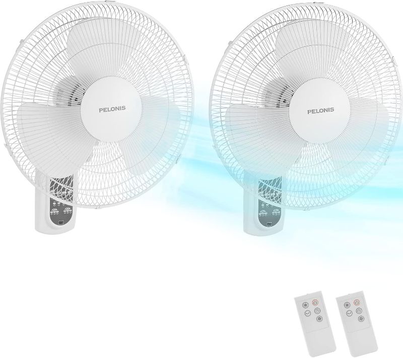 Photo 1 of 2 shinic 16 Inch Ultra Quiet Wall Mount Fan with Remote, 90° Oscillation, 3 Speeds, 7.5H Timer, 5 Position Tilt, Wall Fan for Bedroom Home Office, for Bedroom Home Office Garage Workshop, Metal Grille