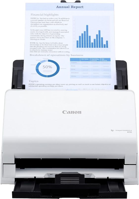 Photo 1 of Canon imageFORMULA R30 Office Document Scanner, Auto Document Feeder and Duplex Scanning, Plug-and-Scan Capability, No Software Installation Required

