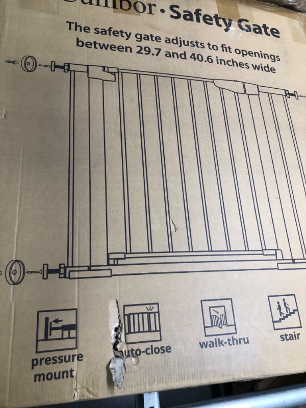 Photo 2 of Cumbor 36" Extra Tall Baby Gate for Dogs and Kids with Wide 2-Way Door, 29.7"- 46" Width, and Auto Close Personal Safety for Babies and Pets, Fits Doorways, Stairs, and Entryways, White
