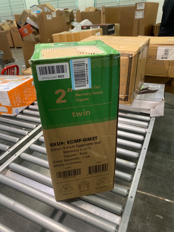 Photo 1 of Best Price Mattress 2 Inch Egg Crate Memory Foam, Cooling Gel Infusion, Twin Mattress Topper, Blue (ECMF-GM2T) 2 Inch Twin