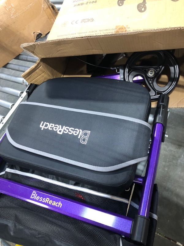 Photo 1 of BlessReach Heavy Duty Rollator Walker - Aluminum Rolling Walker for Seniors and Adults with Large Seat, Support Up 450 lbs (Purple) Wb-2106 Purple