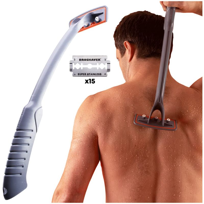 Photo 1 of BRO SHAVER, Back Shaver for Men (DIY) Back & Body Hair Trimmer. Shave Wet or Dry. No Expensive Refills - Uses Double Edge Razor Blades. 15 Blades Included. Ergonomic Handle
