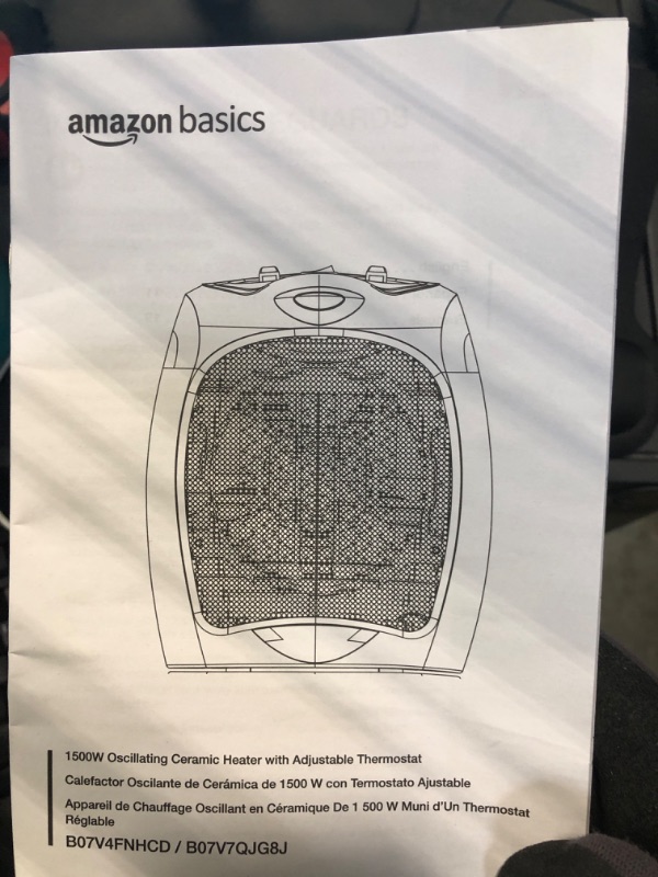 Photo 4 of Amazon Basics 1500W Oscillating Ceramic Heater with Adjustable Thermostat, Black
