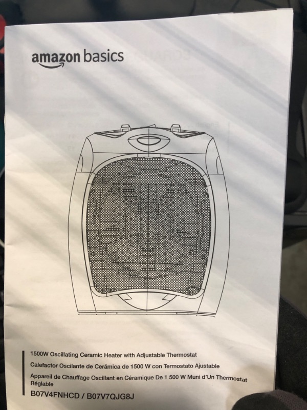 Photo 1 of Amazon Basics 1500W Oscillating Ceramic Heater with Adjustable Thermostat, Black
