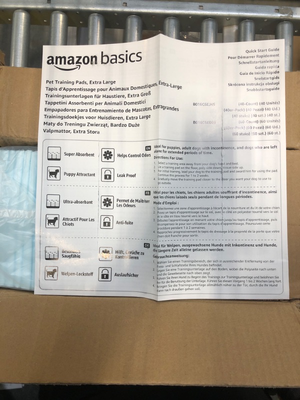 Photo 3 of Amazon Basics Dog and Puppy Pads, Leak-proof 5-Layer Pee Pads with Quick-dry Surface for Potty Training 40 Count X-Large Standard