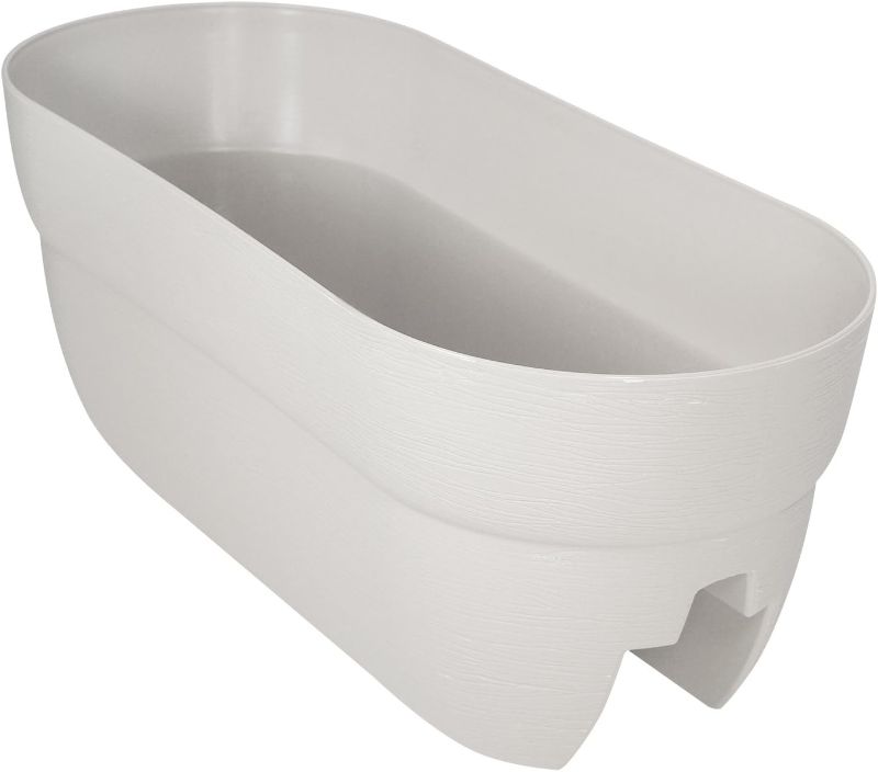 Photo 1 of Bloomers Railing Planter with Drainage Holes – 24" Weatherproof Resin Planter – White