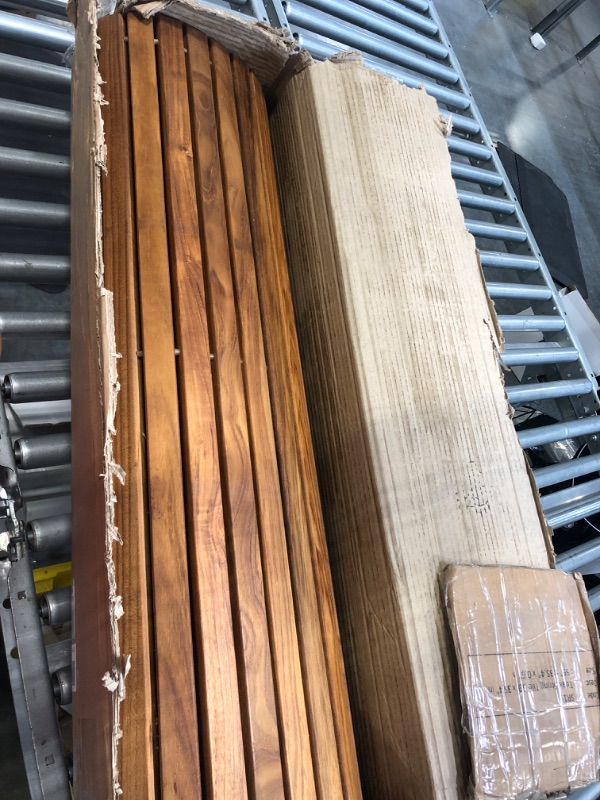 Photo 1 of Oiled Extra Large Teak Indoor and Outdoor String Mat with Rubber Footing 59 in. x 35 in.