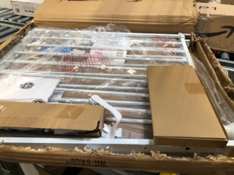 Photo 1 of Regalo 2-in-1 Extra Wide Stairway and Hallway Walk ThroughBaby Safety Gate, Hardware Mounting, White 24"x40.5"x28.5"(Pack of 1) 24"x40.5"x28.5"(Pack of 1) Metal