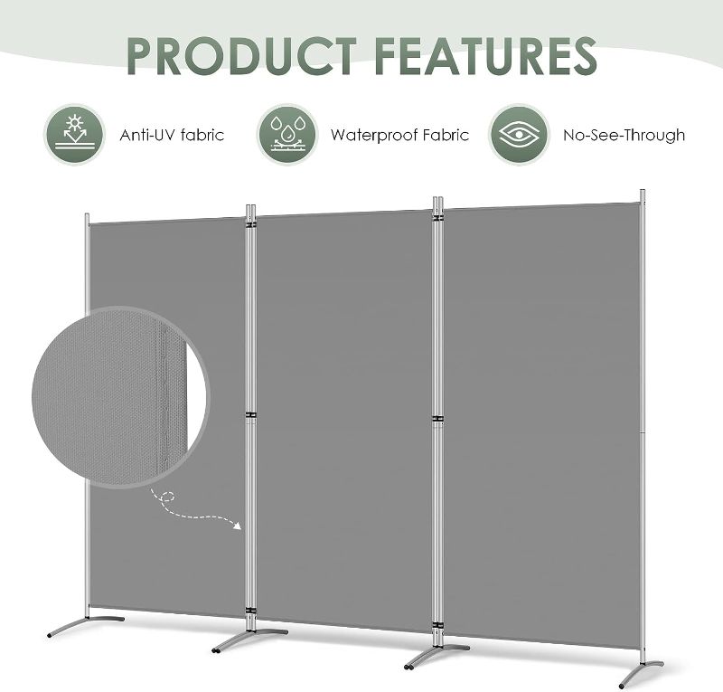 Photo 1 of  3 Panel Room Divider, 6 Ft Tall Folding Privacy Screen Freestanding Room Partition Wall Dividers
