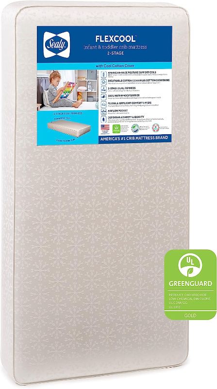 Photo 1 of Breathable Hypoallergenic 2-Stage Dual Firm Waterproof Baby Crib Mattress & Toddler Bed Mattress, Cotton Cover, 204 Premium Coils, Air Quality Certified, Made in USA