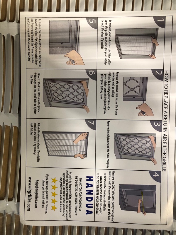 Photo 3 of 20"W x 20"H [Duct Opening Measurements] Steel Return Air Filter Grille [Removable Door] for 1-inch Filters | Vent Cover Grill, White | Outer Dimensions: 22 5/8"W X 22 5/8"H for 20x20 Duct Opening Duct Opening style: 20 Inchx20 Inch