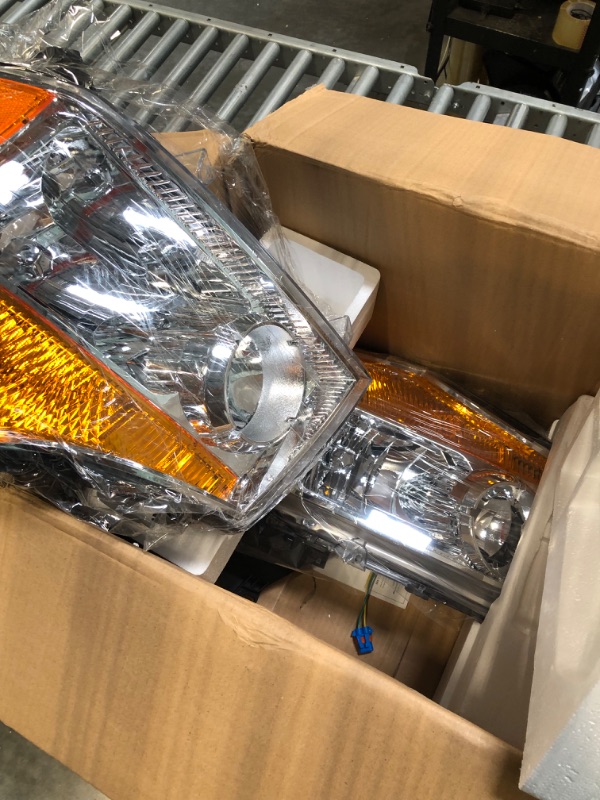 Photo 4 of DWVO Headlight Assembly Compatible with 2004-2015 Titan/05-07 Armada/04 Pathfinder Armada Chrome Housing Amber Reflector Clear Lens