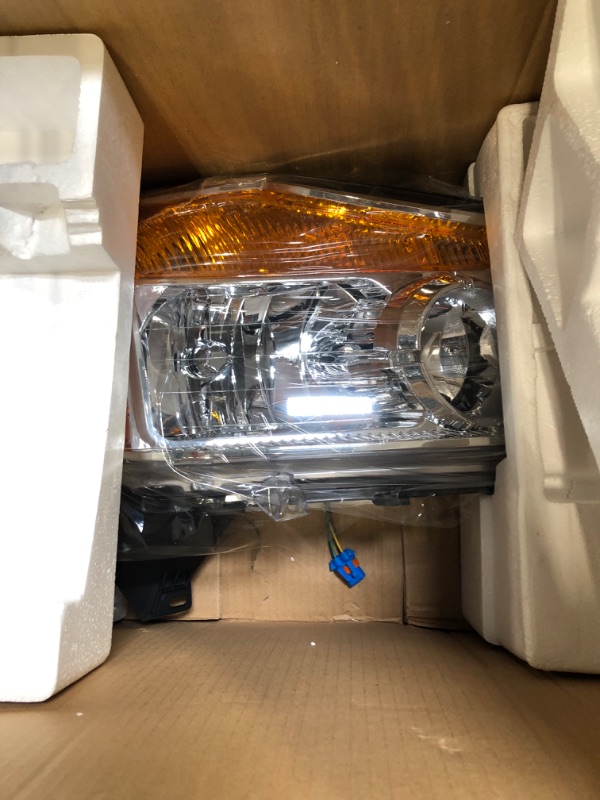 Photo 3 of DWVO Headlight Assembly Compatible with 2004-2015 Titan/05-07 Armada/04 Pathfinder Armada Chrome Housing Amber Reflector Clear Lens