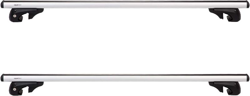 Photo 1 of 
Aluminum Roof Top Cross Bar Set – Fits Maximum 46” Span Across Existing Raised Side Rails with Gap – Features Keyed Locking Mechanism, Silver
Brand: CargoLoc