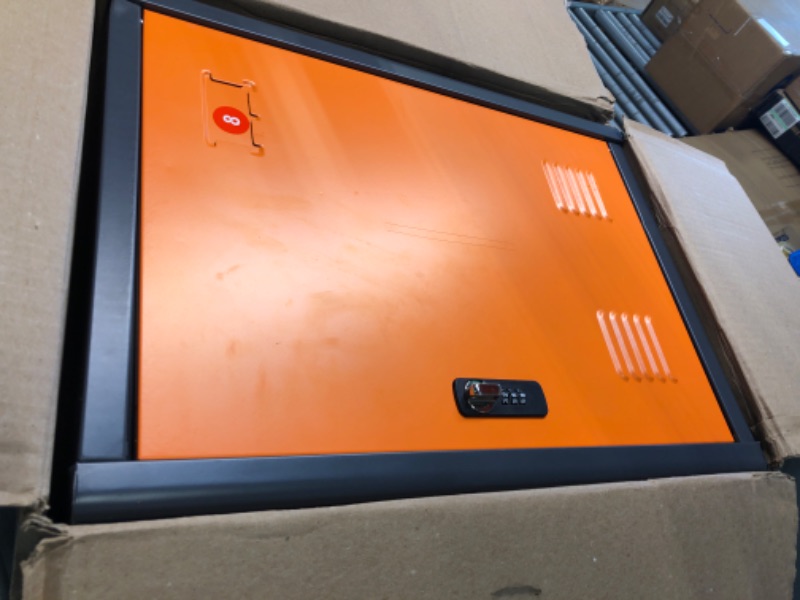 Photo 1 of KAER Locker Storage Cabinet,Lockable Storage Cabinet,Metal Locker Storage Cabinet With1 Doors, 19.6" H Cabinet Organizer, for School, Office, Home,Preschool,Garage,Storage Room- Assembly Required Orange