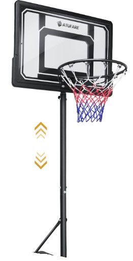 Photo 1 of Basketball Hoop Outdoor for Kids Portable Adjustable Basketball Goal System, 5.5 -7FT Height Adjustable, 33.5" Backboard &15" Rim, Kids Basketball Hoop Indoor Outdoor Child