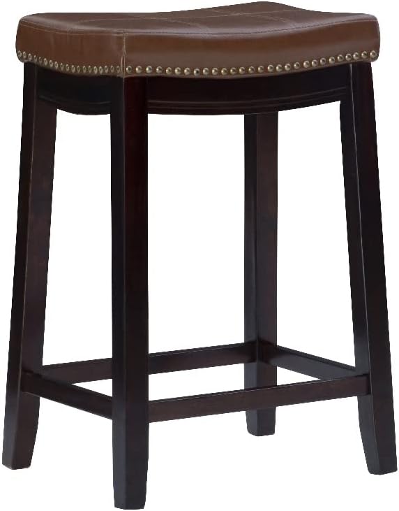 Photo 1 of Linon Claridge 26" Wood Counter Stool in Cognac Brown
