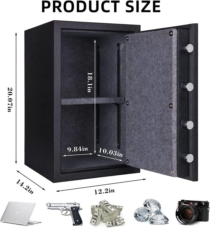 Photo 1 of  Home Safe Fireproof Waterproof, Fireproof Safe with Fireproof Documents Bag, Programmable Keypad and Inner Lock Box, Security Safe Box for Home Firearm Medicine Valuables