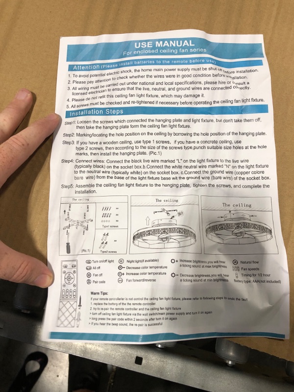 Photo 2 of 19.7" Ceiling Fans With Lights, Semi-enclosed Flush Mount Low Profile Ceiling Fan for Safe Use, 6 Speeds, Reversible, LED Dimmable, 3 Color Temperature Optional, DC Motor,With Remote (Minimalist)