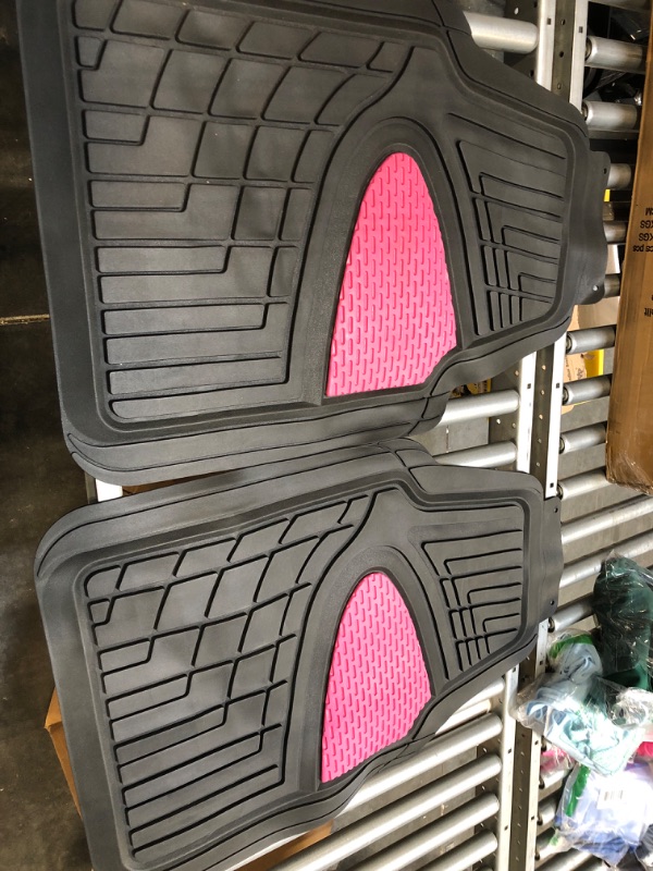 Photo 1 of FH Group Automotive Floor Mats - Heavy-Duty Rubber Floor Mats for Cars, Universal Fit Full Set, Climaproof Floor Mats, Trimmable Floor Mats for Most Sedan, SUV, Truck Floor Mats Pink