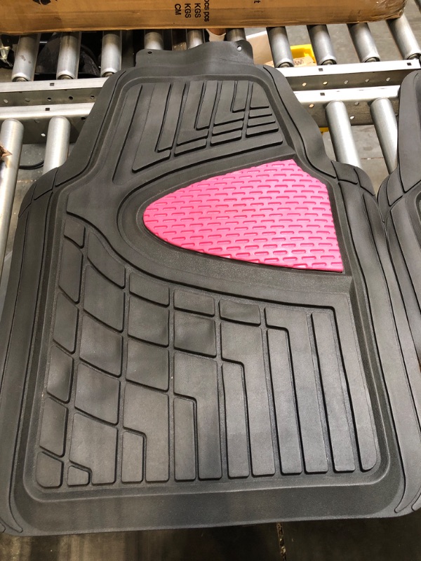 Photo 1 of FH Group Automotive Floor Mats - Heavy-Duty Rubber Floor Mats for Cars, Universal Fit Full Set, Climaproof Floor Mats, Trimmable Floor Mats for Most Sedan, SUV, Truck Floor Mats Pink
