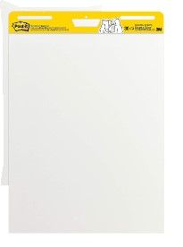 Photo 1 of Post-it Super Sticky Easel Pad, 25 in x 30 in, White, 30 Sheets/Pad, , Large White Premium Self Stick Flip Chart Paper, Super Sticking Power (559)