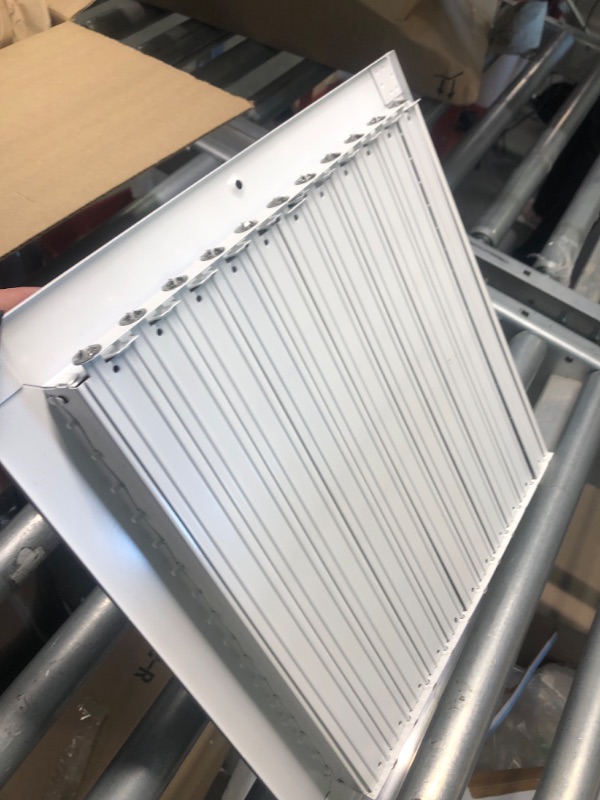 Photo 3 of 12" X 12" Adjustable AIR Supply Diffuser - HVAC Vent Cover Sidewall or Ceiling - Grille Register - High Airflow - White [Outer Dimensions: 13.75" w X 13.75" h]