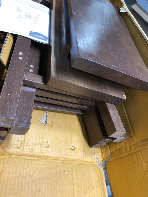 Photo 4 of Amazon Basics Solid Wood Saddle-Seat Kitchen Counter-Height Stool - Set of 2, 24" Counter Stool, Walnut Finish Walnut 24" Counter Stool