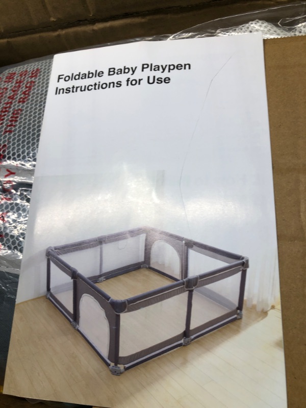 Photo 1 of Foldable Playpen, Baby Playpen with Zipper Gates, Extra Large Playpen for Babies and Toddlers, Adjustable Shape & Portable Baby Fence, Anti-Fall Baby Play Yards (Grey,71"×71")