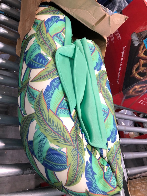 Photo 1 of Big Joe Noodle Sling No Inflation Needed Pool Seat with Armrests, Tropical Palm Green Double Sided Mesh, 3ft Green Tropical Palm Noodle Sling
