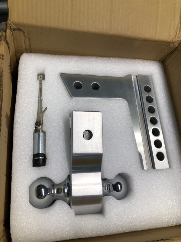 Photo 2 of Adjustable Trailer Hitch, Fits 2.5 Inch Receiver, 10 Inch Drop Hitch, 18,500 LBS GTW, Aluminum Forged Shank, 2 Inch & 2-5/16 Inch Balls, Towing Hitch for Heavy Duty Truck with Double Lock Pins