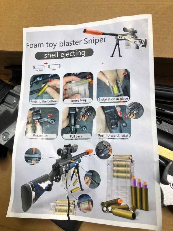 Photo 2 of Toys Foam Blasters & Guns with Soft Bullet Shell ejecting?Splat Gun Dart Pistol,Outdoor Shooting Game,Cool Stuff for boy Kids Age 6 8-10 Years Old AWM Sniper Rifle A-wm Sniper