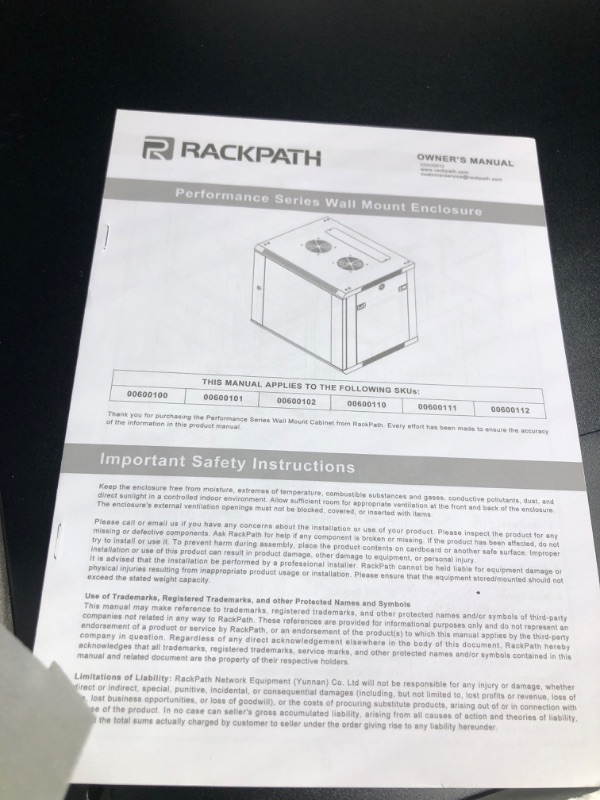 Photo 2 of RackPath 12U Performance Wall Mount Server Cabinet Network Rack Enclosure, Quiet Cooling Fan, Locking Glass Door, Black