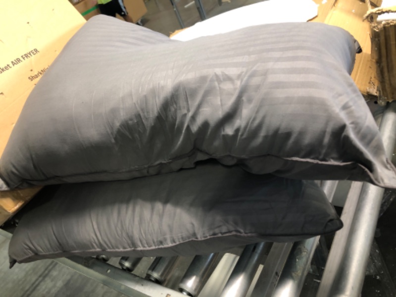 Photo 1 of Acrafsman Down Alternative Pillows,Plush Gel Bed Pillows for Sleeping,Hotel Collection,100% Breathable Polyester Pillow Queen Size Set of 2-Grey Stripe Queen (Pack of 2) Stripe Grey