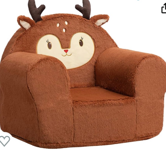 Photo 1 of ALIMORDEN Kids Ultra-Soft Snuggle Foam Filled Chair, Single Cuddly Sofa for Boys and Girls, Tan Deer