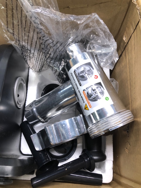 Photo 3 of AAOBOSI Electric Meat Grinder ?3000W Max ?Heavy Duty Stainless Steel Meat Mincer with 3 Grinding Plates, 3 Sausage Stuffer Tubes & Kubbe Attachments,Easy One-Button Control silver+black