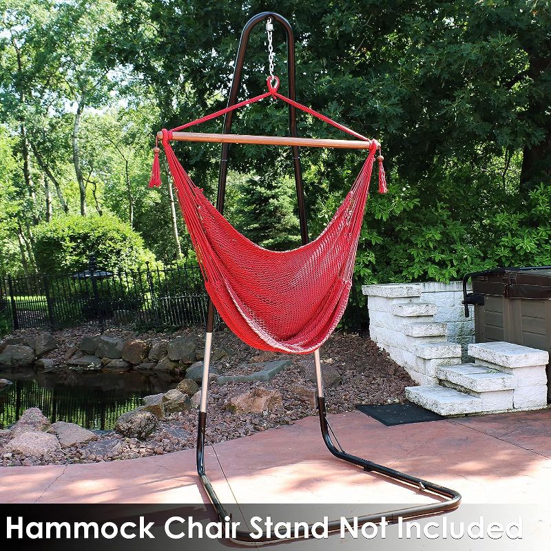Photo 1 of 
Sunnydaze Indoor/Outdoor Caribbean XL Hanging Hammock Chair - Soft-Spun Polyester Rope - 300-Pound Capacity - Red