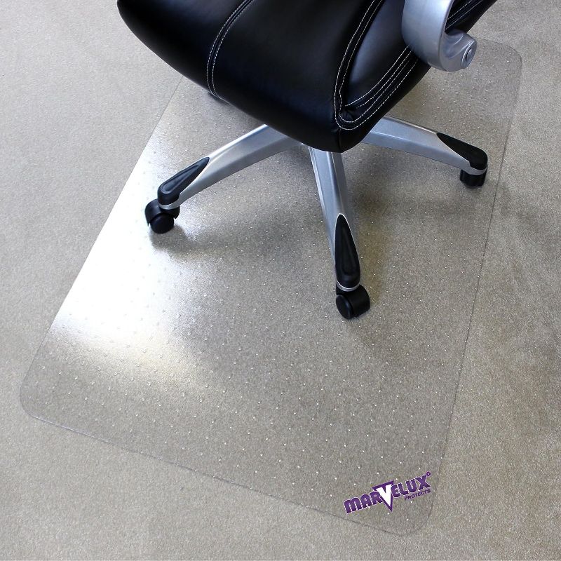 Photo 1 of Office Chair Mat for Carpeted Floors, Heavy Duty Polycarbonate for Medium Pile Carpets, Rectangular 36" x 48" Clear Carpet Protector,...