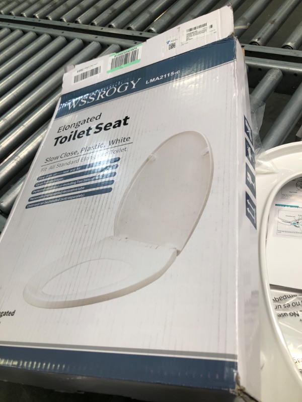 Photo 3 of Elongated Toilet Seat with Slow Close Seat, Easy Clean, Suitable Standard Elongated or Oval Toilet with Thickened Plastic Lid, Plastic, White Elongated Without Lights