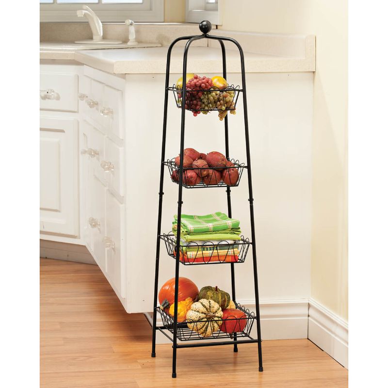 Photo 1 of 4-Tier Metal Basket Stand for Storage and Organization