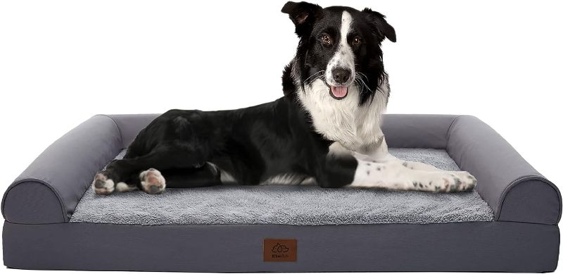 Photo 1 of 013090944Eterish Large Orthopedic Dog Bed for Medium, Large Dogs up to 75 lbs, 3 inches Thick Egg-Crate Foam Bolster Dog Sofa Couch with Removable Cover, Pet Bed Machine Washable, Grey
Brand: Eterish