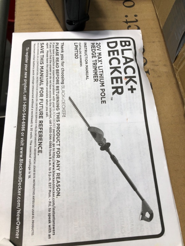 Photo 3 of 
BLACK+DECKER 20V MAX Cordless Pole Hedge Trimmer, 18-Inch (LPHT120)

